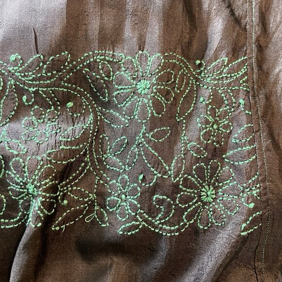 New NWT Injiri India Black Silk Dress Handmade Stitched Hand Embroidered Medium - Picture 8 of 16